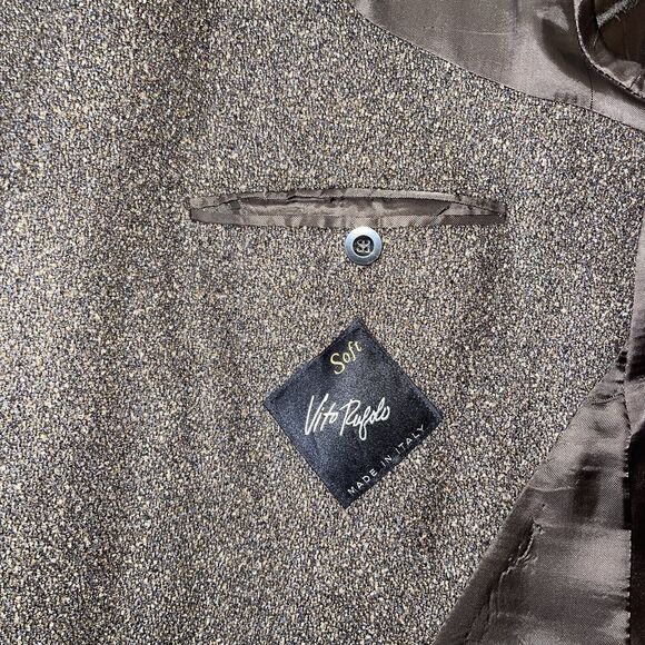 Vito Rufolo Mens Tweed Blazer Suit Jacket 44L Wool Vintage Italy Brown 3-button - Picture 6 of 10